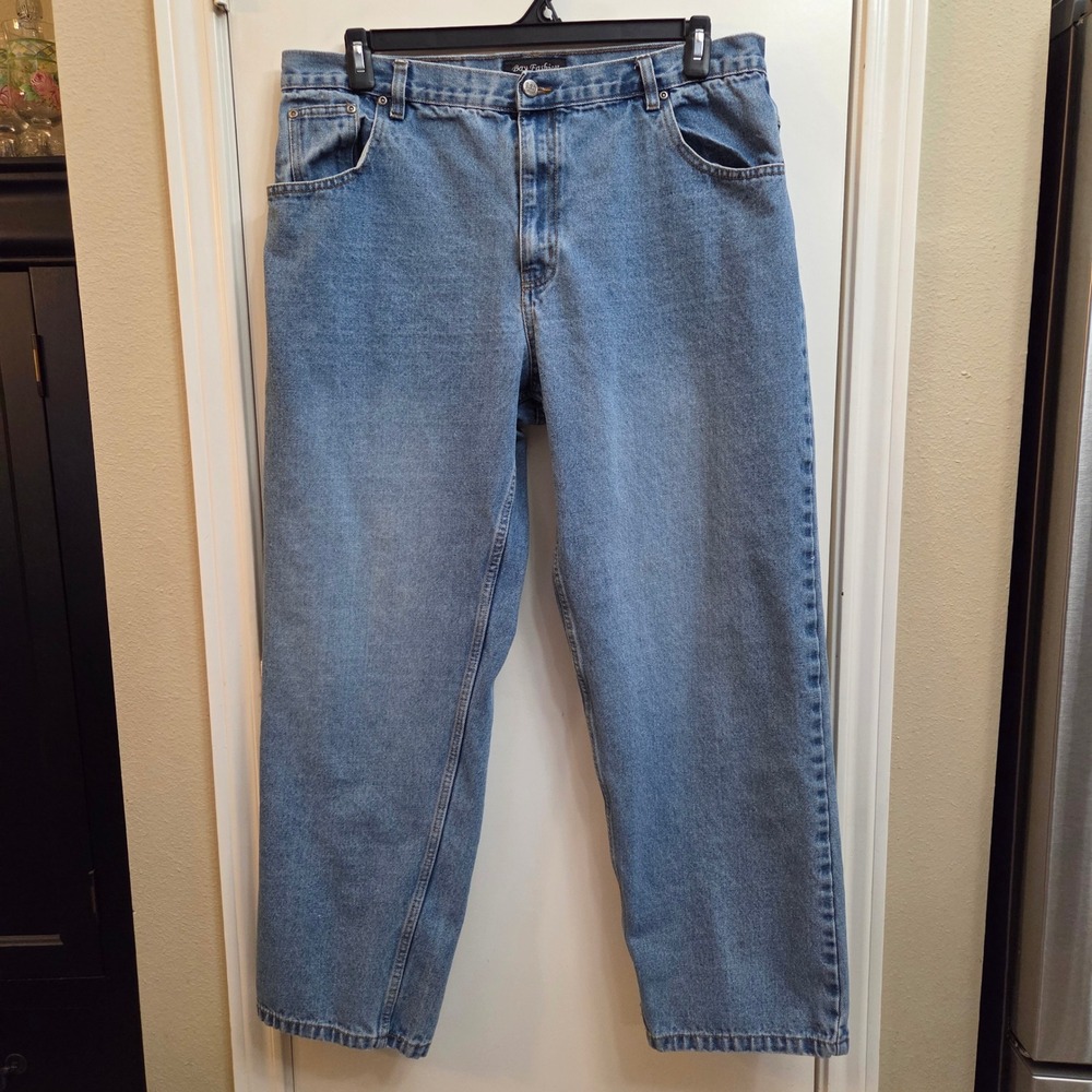 Bay Fashion Mens Medium Wash Straight Leg Denim Jeans 40x32 100% Cotton